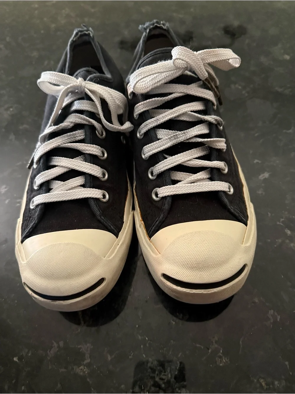 Converse Black Canvas Low-Top Sneakers with Cream Toe Caps